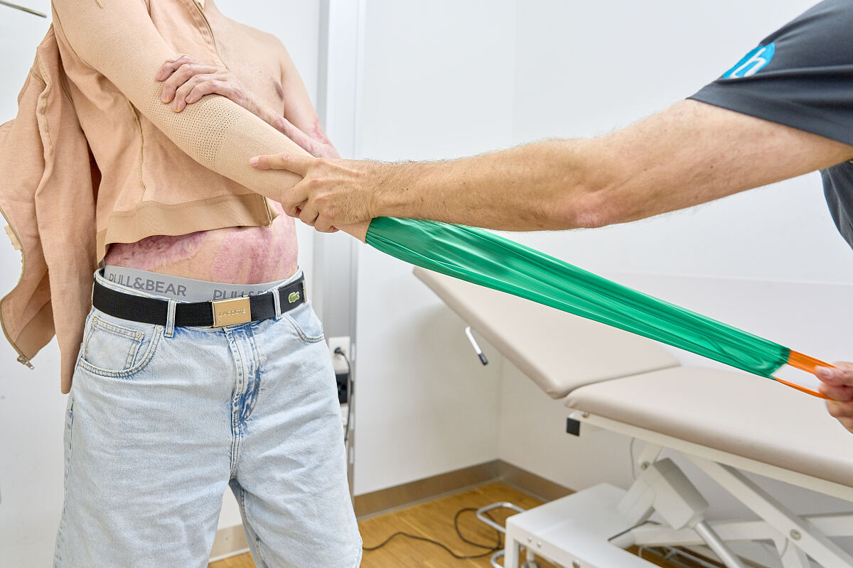 Enfilage des vêtements de compression  Anziehen der Kompressions-Bekleidung